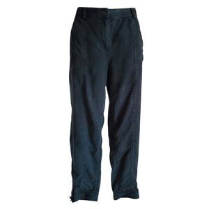 EILEEN FISHER Tencel Twill Tapered Relaxed Ankle Button Cuffed Utility Black XS